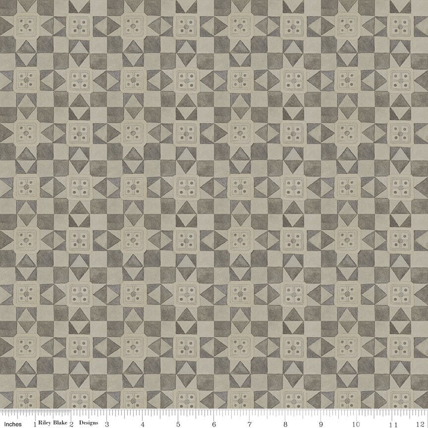 SALE Bright Stars Quilt Blocks C13104 Taupe - Riley Blake Designs - Patriotic Folk Art Geometric - Quilting Cotton Fabric