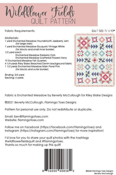 SALE Wildflower Fields Quilt PATTERN P138 by Beverly McCullough - Riley Blake Designs - INSTRUCTIONS Only - Pieced