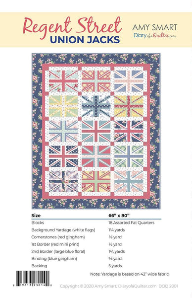 Regent Street Quilt PATTERN P123 by Amy Smart - Riley Blake Designs - INSTRUCTIONS Only - Union Jack Blocks Fat Quarter Friendly