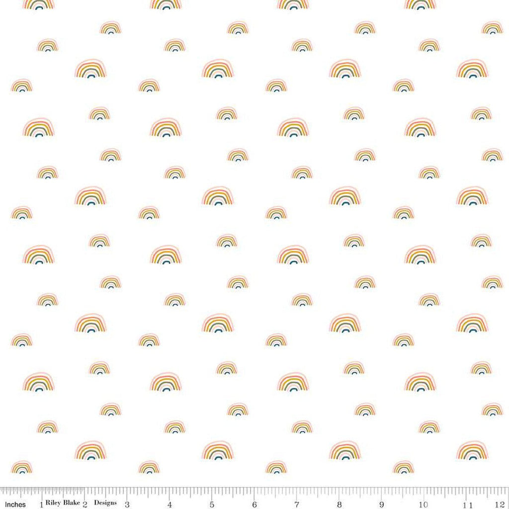 FLANNEL Make a Pretty Life Rainbows F13337 White - Riley Blake Designs - FLANNEL Cotton Fabric