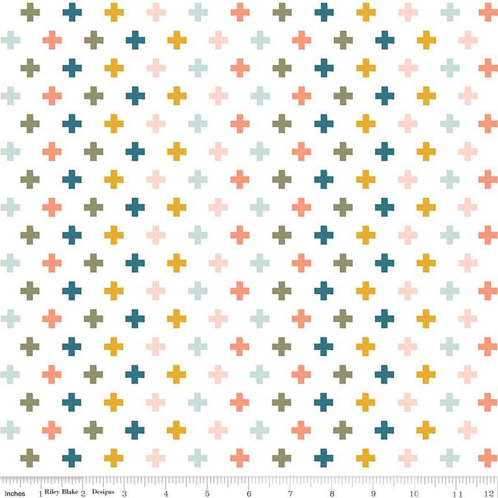 FLANNEL Make a Pretty Life Plus F13338 White - Riley Blake Designs - Geometric Plus Signs - FLANNEL Cotton Fabric