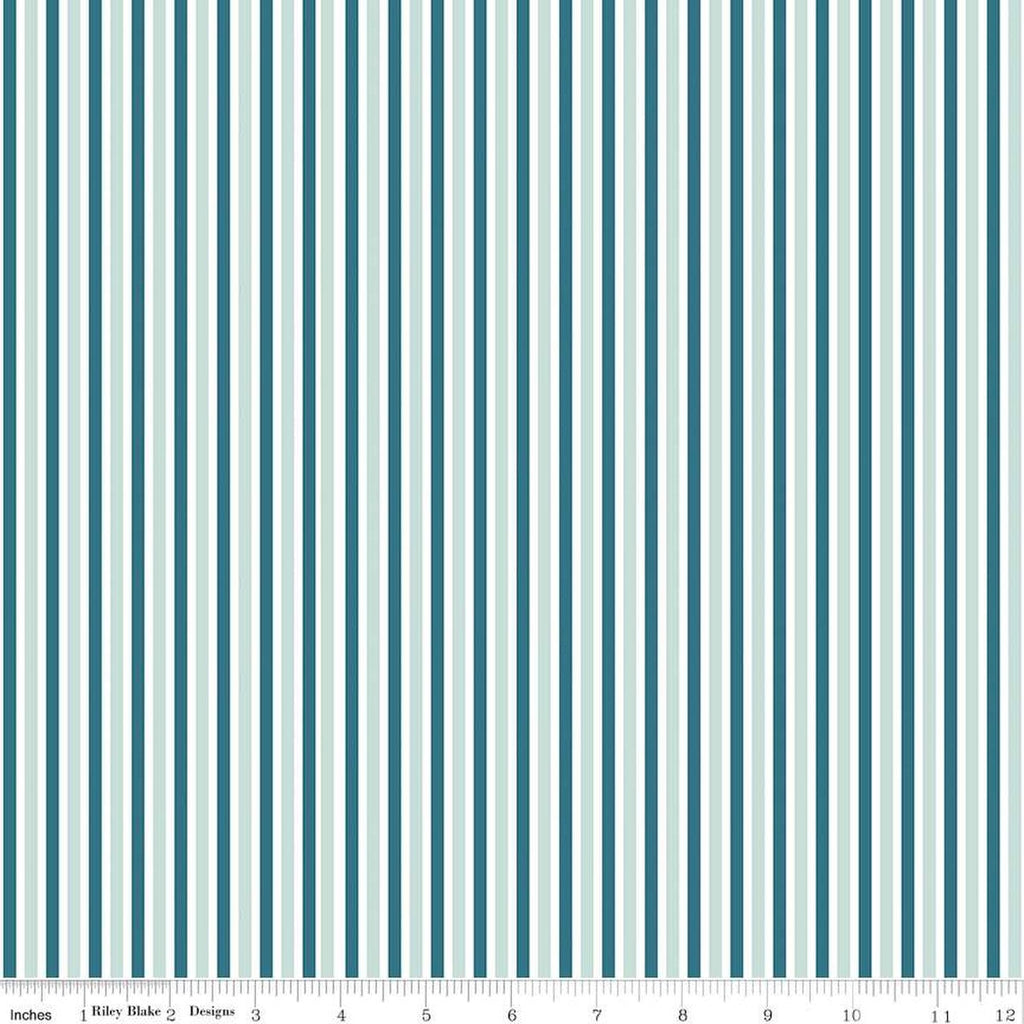 SALE FLANNEL Make a Pretty Life Stripes F13340 Teal - Riley Blake Designs - Multi-Colored White Stripe Striped FLANNEL Cotton Fabric