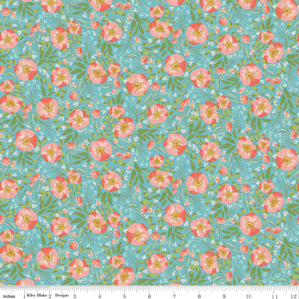 SALE Honeycomb Hill Sweet Garden C13121 Bear Lake - Riley Blake Designs - Floral Flowers - Quilting Cotton Fabric