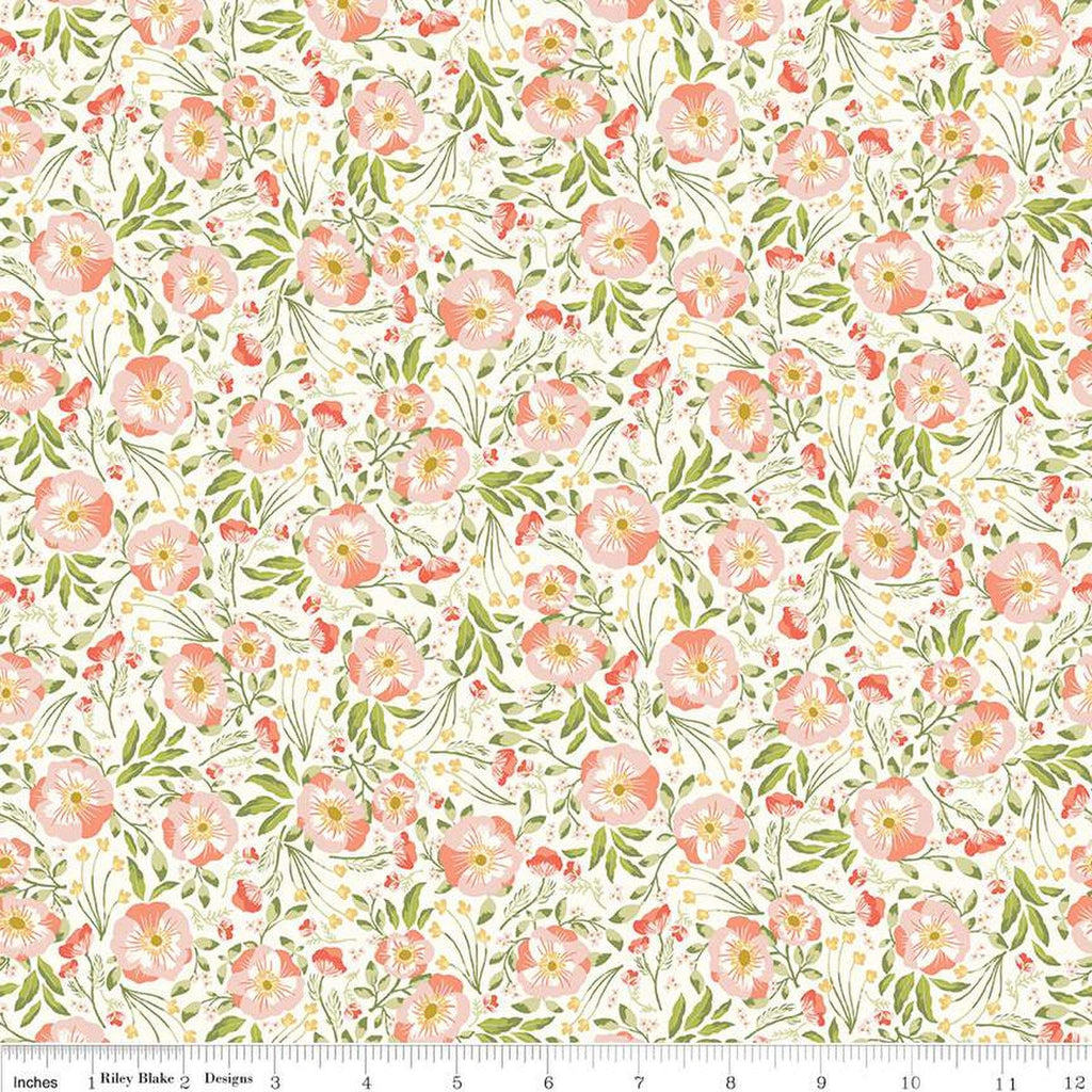 SALE Honeycomb Hill Sweet Garden C13121 Cream - Riley Blake Designs - Floral Flowers - Quilting Cotton Fabric