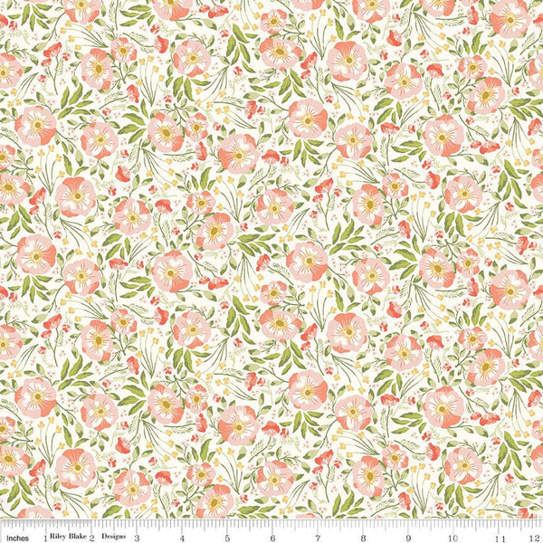 SALE Honeycomb Hill Sweet Garden C13121 Cream - Riley Blake Designs - Floral Flowers - Quilting Cotton Fabric