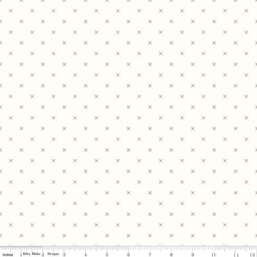 SALE Bee Backgrounds Cross Stitch C6381 Gray - Riley Blake Designs - Xs Off White - Lori Holt - Quilting Cotton Fabric