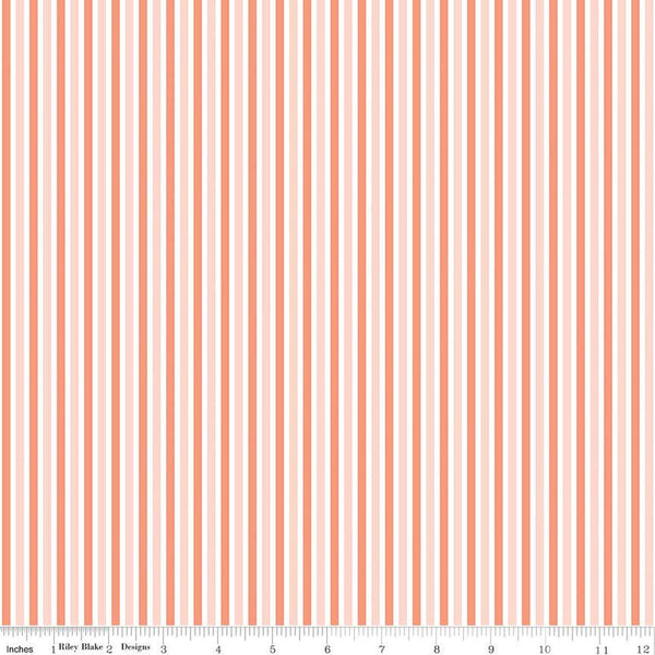 FLANNEL Make a Pretty Life Stripes F13340 Blush - Riley Blake Designs - Multi-Colored White Stripe Striped FLANNEL Cotton Fabric