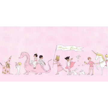 14" End of Bolt - Magical Parade Blossom Pink Fantasy Fairy Tale Fabric - MD7188 - Michael Miller Quilting Cotton Fabric