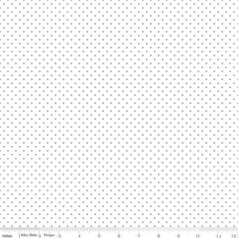 SALE Silver SPARKLE Swiss Dot on White by Riley Blake Designs Polka Dots Metallic - Quilting Cotton Fabric