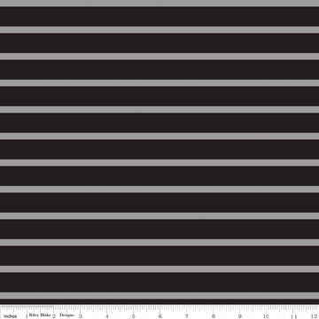 CLEARANCE 18" End of Bolt - Black & Gray 1/4" Quarter Inch Stripe - Riley Blake Designs - Jersey KNIT cotton  stretch fabric