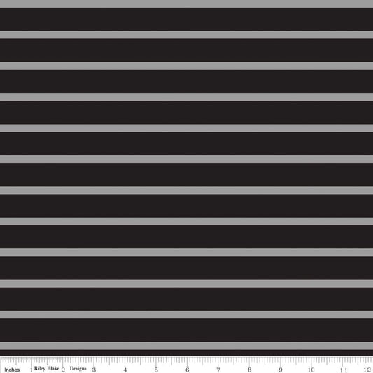 CLEARANCE 33" End of Bolt - Black & Gray 1/4" Quarter Inch Stripe - Riley Blake Designs - Jersey KNIT cotton  stretch fabric