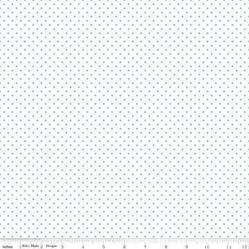 DEAL Aqua Flat Swiss Dots on White - Riley Blake Designs - Polka Dot - Quilting Cotton Fabric
