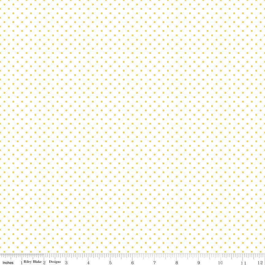 SALE Yellow Flat Swiss Dots on White by Riley Blake Designs - Polka Dot - Quilting Cotton Fabric