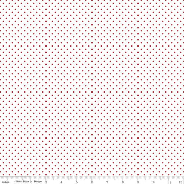 DEAL Red Flat Swiss Dots on White - Riley Blake Designs - Polka Dot - Quilting Cotton Fabric
