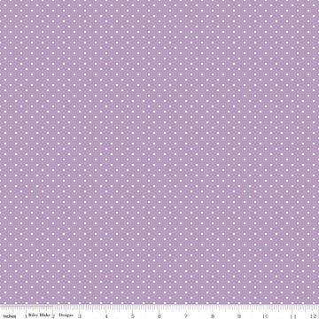 DEAL White on Lavender Flat Swiss Dots - Riley Blake Designs - Light Purple Polka Dot - Quilting Cotton Fabric