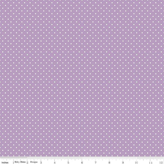 DEAL White on Lavender Flat Swiss Dots - Riley Blake Designs - Light Purple Polka Dot - Quilting Cotton Fabric