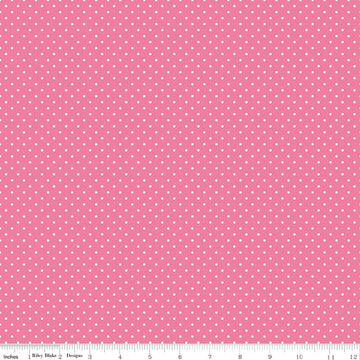 DEAL White on Hot Pink Flat Swiss Dots - Riley Blake Designs - Polka Dot - Quilting Cotton Fabric