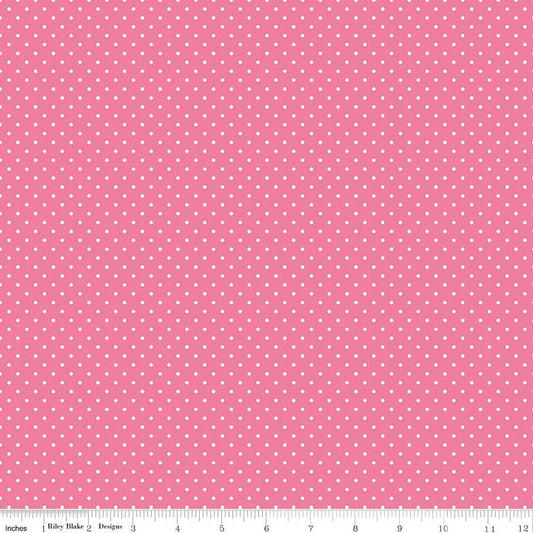 DEAL White on Hot Pink Flat Swiss Dots - Riley Blake Designs - Polka Dot - Quilting Cotton Fabric