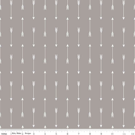 CLEARANCE 33" End of Bolt Piece - - Popular Demand Arrows Gray white - Riley Blake Designs - Jersey KNIT cotton stretch fabric