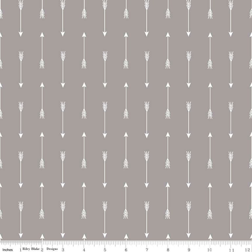 CLEARANCE 33" End of Bolt Piece - By Popular Demand Arrows Gray white - Riley Blake Designs - Jersey KNIT cotton stretch fabric