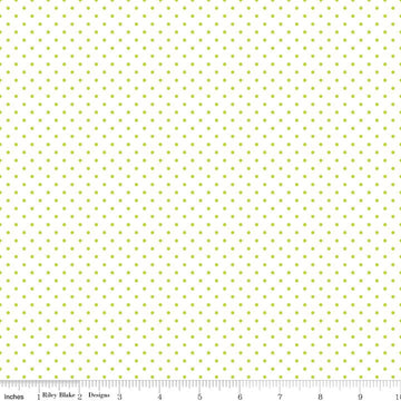 SALE Lime Flat Swiss Dots on White - Riley Blake Designs - Green Polka Dot - Quilting Cotton Fabric