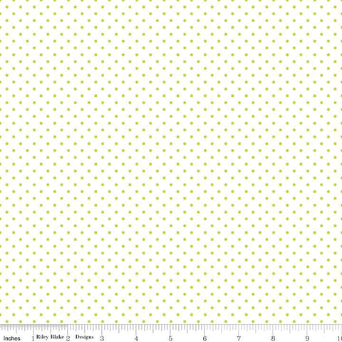 SALE Lime Flat Swiss Dots on White by Riley Blake Designs - Green Polka Dot - Quilting Cotton Fabric