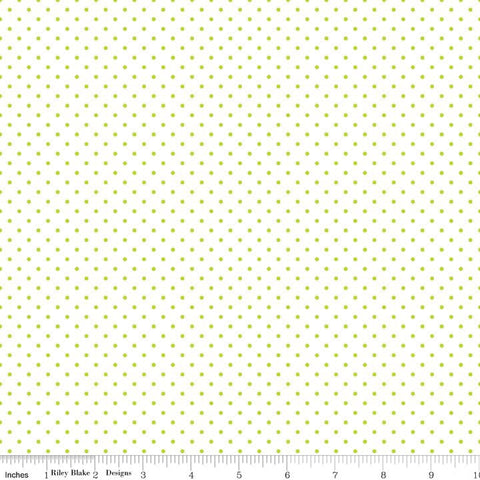 Lime Flat Swiss Dots on White by Riley Blake Designs - Green Polka Dot - Quilting Cotton Fabric