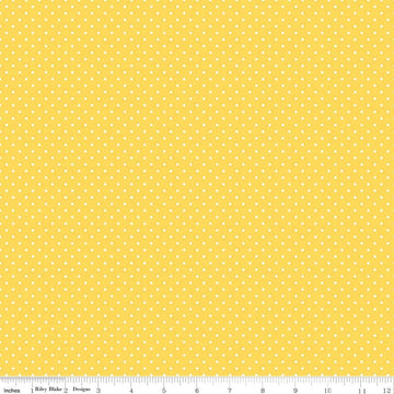 SALE White on Yellow Flat Swiss Dots - Riley Blake Designs - Polka Dot - Quilting Cotton Fabric