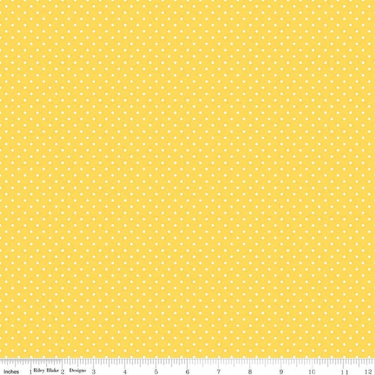 DEAL White on Yellow Flat Swiss Dots - Riley Blake Designs - Polka Dot - Quilting Cotton Fabric