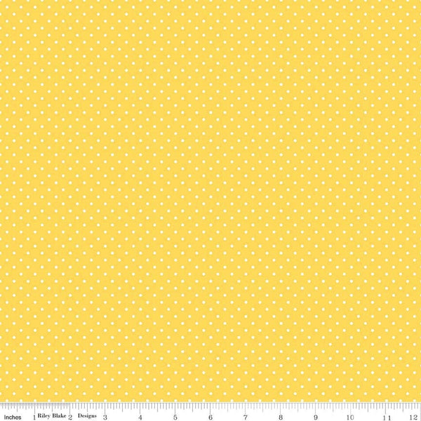 SALE White on Yellow Flat Swiss Dots by Riley Blake Designs - Polka Dot - Quilting Cotton Fabric