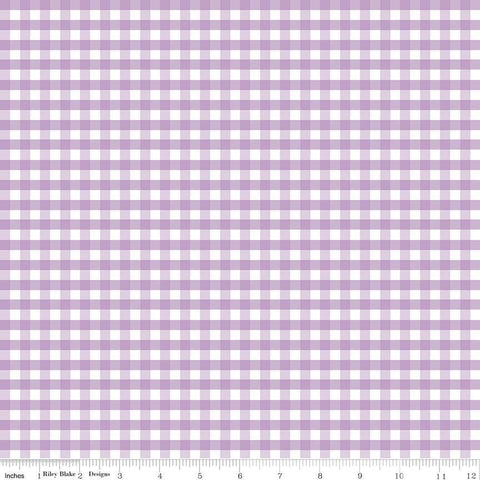 13" End of Bolt - Lavender White Medium PRINTED Gingham - Riley Blake Designs - 1/4" Quarter Inch Purple Check - Quilting Cotton Fabric