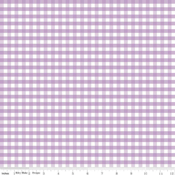 13" End of Bolt - SALE Lavender White Medium PRINTED Gingham - Riley Blake Designs - 1/4" Quarter Inch Purple Check - Quilting Cotton Fabric