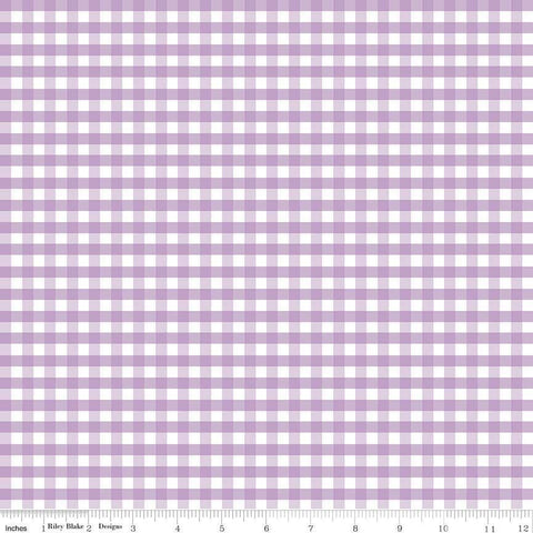 13" End of Bolt - SALE Lavender White Medium PRINTED Gingham - Riley Blake Designs - 1/4" Quarter Inch Purple Check - Quilting Cotton Fabric