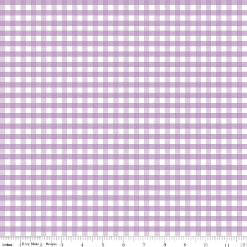 12" End of Bolt - SALE Lavender White Medium PRINTED Gingham - Riley Blake Designs - 1/4" Quarter Inch Purple Check - Quilting Cotton Fabric