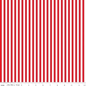 SALE Red and White 1/4 Quarter Inch Stripe by Riley Blake Designs - Patriotic Independence - Quilting Cotton Fabric