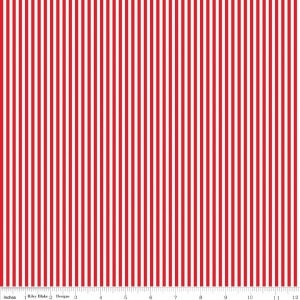SALE Red and White 1/8 Eighth Inch Stripe by Riley Blake Designs - Patriotic Independence - Quilting Cotton Fabric