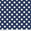 CLEARANCE 22" End of Bolt Piece - Navy Medium Dots 3/4" by Riley Blake Designs - White on Navy Blue - Quilting Cotton Fabric