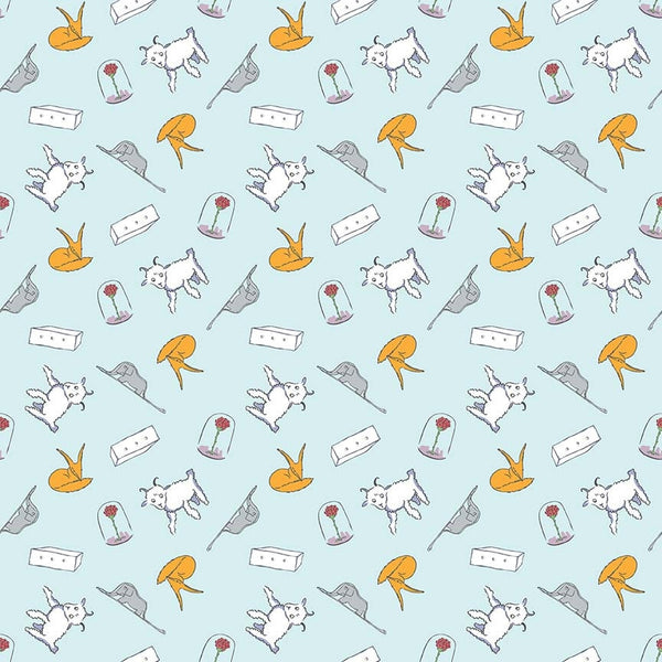 13" end of bolt - SALE The Little Prince Toss Aqua - Riley Blake Designs - Blue - Quilting Cotton Fabric