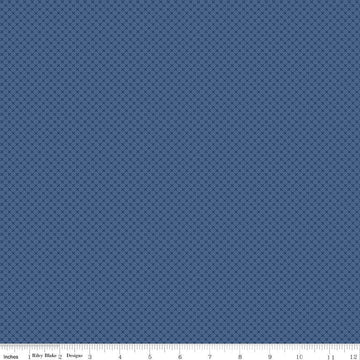 33" End of Bolt - Denim Blue Kisses Tone on Tone - Riley Blake Designs - Basic Coordinate - Quilting Cotton Fabric