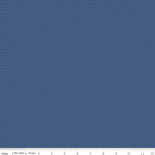 33" End of Bolt - Denim Blue Kisses Tone on Tone - Riley Blake Designs - Basic Coordinate - Quilting Cotton Fabric