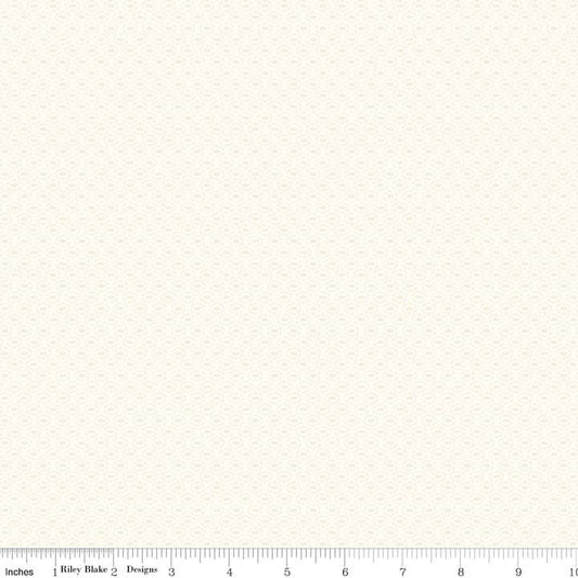 34" End of Bolt - Stitched Circle Cream Tone-on-Tone - Riley Blake Designs - Off White Polka Dot Basic Coordinate - Quilting Cotton Fabric