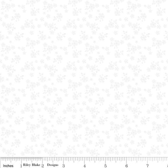 Calico White Tone on Tone - Riley Blake Designs - Floral Flowers - Quilting Cotton Fabric