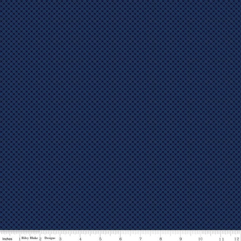 13" End of Bolt - Navy Blue Kisses Tone on Tone by Riley Blake Designs - Basic Coordinate - Quilting Cotton Fabric