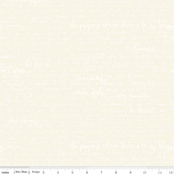 Text Cream Tone on Tone - Riley Blake Designs - Words Writing Amanda Herring - Quilting Cotton Fabric - choose your cut