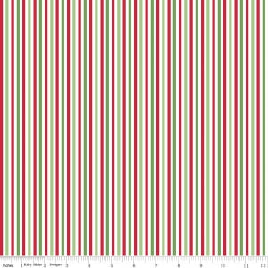 Christmas Stripe Eighth Inch 1/8" - Riley Blake Designs - Red Green White Holiday - Quilting Cotton Fabric