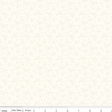 17" End of Bolt - Calico Cream Tone on Tone - Riley Blake Designs - Off White Floral Flowers Basic - Quilting Cotton Fabric