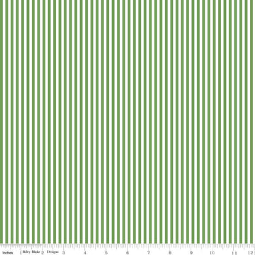 SALE Clover Green & White 1/8 Eighth Inch Stripe - Riley Blake - Quilting Cotton Fabric