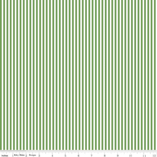 SALE Clover Green & White 1/8 Eighth Inch Stripe - Riley Blake - Quilting Cotton Fabric