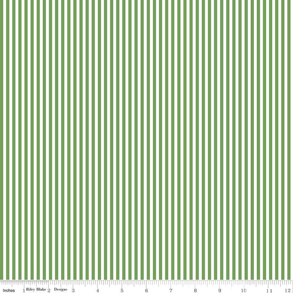 SALE Clover Green and White 1/8 Eighth Inch Stripe - Riley Blake Designs - Quilting Cotton Fabric