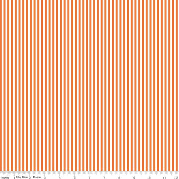SALE Orange & White 1/8 Eighth Inch Stripe - Riley Blake Designs - Riley Orange - Quilting Cotton Fabric
